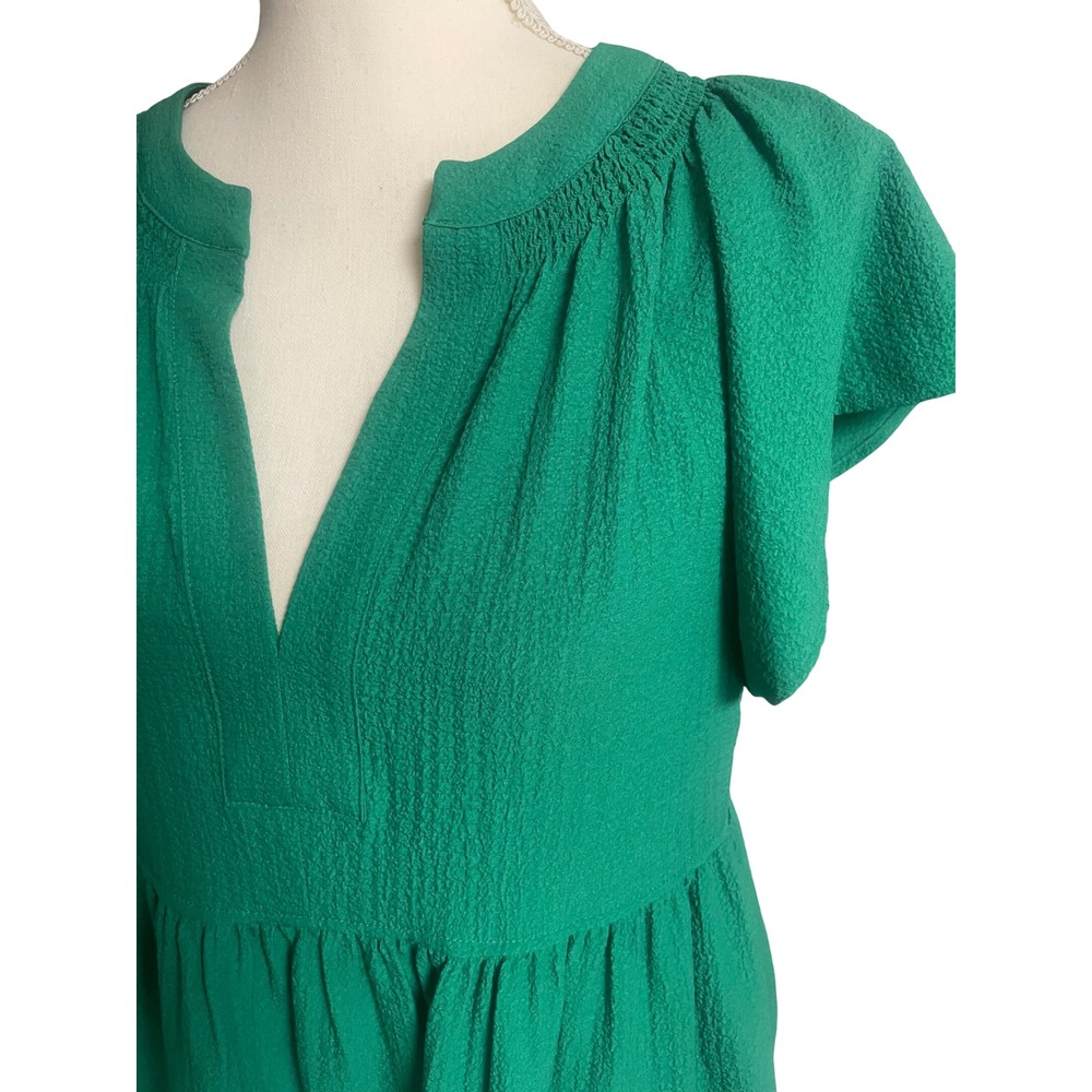 Calvin Klein Green V Neck Cap Sleeve Flared Midi Dress Women's 8 - Picture 2 of 8